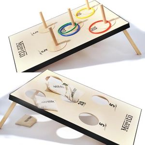 Merito 2-in-1 Outdoor Games, Cornhole Board Set & Ring Toss Game, Perfect Reinvented Bean Bag Toss Games for Backyard, Beach, Camping and Party