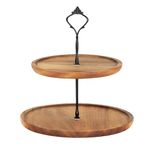 E-ROOM TREND Wooden Cupcake Stand/Cup Cake Stand 2 Tier | Medium | Wooden Holder Tiered Dessert Stand | Serving Tray Platter with Metal Handle | for Birthday Party Afternoon Tea Baby Shower (MDP02M)