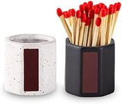 2 Packs Match Holder With Striker Anise Match Striker For Decorative Black and White Matches For Candles Bathroom Matches In A Jar With Striker Match Cloche Matchstick Holder (Matches NOT Included)