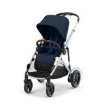 Cybex e-Gazelle S Stroller with Electronic Assist – Forward Power and Downhill Break, Rocking Feature, Modular Double Stroller, 20+ Configurations, Awarded Best Inventions 2024, Ocean Blue/Silver