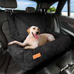 Dog Car Seat Pet Booster Car Seat for Mid/Large Dogs, Dog Car Seat is Safe and Comfortable, and can be Disassembled for Easy Cleaning, Comfy Ultra Soft Car Travel Bed (Black Soft Medium Dog Car Seat)