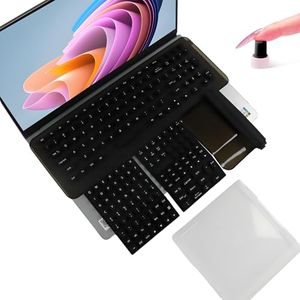Long Nail Keyboard Stickers & Cover for Long Nails - 119 Keys Set, Fits 15-17 Inch Laptops, Portable Plastic Storage Case, Ideal Gift (Black)