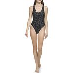 Calvin Klein Standard Racerback Removable Cups One Piece Swimsuit, Black Logo, Small