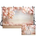 MEHOFOND 7x5ft Girl Birthday Photography Background Pink White Balloons Vintage Wall Banner Maternity Art Portrait Decor Photo Backdrop Studio