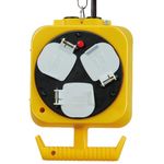 Brennenstuhl 2x 3-way hanging workshop power distributor (5m cable, double-sided socket, extension cord with 3m steel hanging chain)