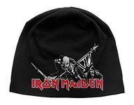 Iron Maiden Beanie Cap The Trooper Classic Logo Official Black Jersey One Size, black
