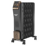 Havells 9 Fin Hestio Wave Fin OFR (Oil Filled Radiator)|Room Heater|2400 W|3 Heat Settings & PTC Fan Heater|Inclined Control Panel|Retractable Wheels| Comfortable Breathing|360° Heating (Black)