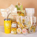 Birthday Gifts for Women, Sunflower Gifts Sending Sunshine Christmas Gifts, Get Well Soon Gifts Basket for Her, Pampering Gifts Thank You Gifts for Girls, Mom Wife Sister Best Friend Unique Happy Birthday Bath Set Gift Ideas (Yellow)