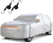 Waterproof SUV Car Cover: 6-Layer Protection from Rain, Snow, UV & Dust - Universal Fit up to 201 inches with Zipper Door & Windproof Straps for Outdoor, Garage, Travel Use, Silver