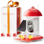 LongPlus® Solar Hummingbird Feeder with Camera for Outdoor, Solar Powered Smart Bird Feeder Camera 2K Live Video, AI Bird Identify, Ant Moat & Bee Proof, 3 Feeding Ports, Weatherproof, Ideal Gift