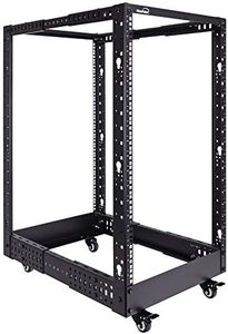 NavePoint 18U 4 Post Server Rack – Open Frame Rack for 19 Inch Equipment, Adjustable Depth 4-Post Network Rack with Casters Wheels, 18U Server Rack 1322lbs Capacity, Black