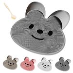 LXINYE Multi-Functional Silicone Massage Mat,Shower Foot and Back Scrubber, Rabbit Shower Foot Scrubber Bathroom Non-Slip Pad,Wall Mounted Foot Scrubber Mat with Suction Cups (Gray)