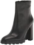 Karl Lagerfeld Paris Women's Leather Peppy Lug-Sole Zip-up Fashion Boot, Black, 11