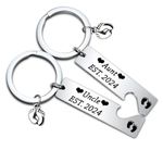 FUSTMW Pregnancy Announcement Gift New Aunt and Uncle gifts Est 2024 Keychain Set First Time Uncle Gifts for Aunt to Be Gifts (UA 2024 sliver)