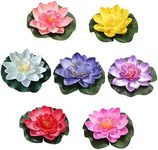 Ipetboom Floating Artificial Realistic Lotus - 7PCS Lotus Decoration Floating Pond Plant Leaf Fountain - 3.9Inch Pool Aquarium Home Garden Party Holiday Special Event Decorations