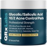 Glycolic/Salicylic Acid 10/2 Acne Control Pads With 10% Ultra Pure Glycolic Acid + 2% Salicylic Acid, Allantoin, Vitamins B5, C & E, Calendula & Green Tea - Most Effective Acne Treatment - Clear Skin