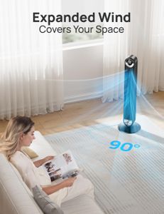 DREO Smart Silent Tower Fan – 9 Speeds, 90° Oscillating, WiFi/Alexa, 12H Timer