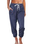 Vemubapis Women Sweatpants Drawstring Lightweight Joggers High Waist Lounge Pants with Pockets Navy M