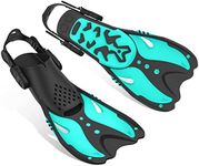 Matekxy Adult Dving Fins Adjustable Short Swim Fins Travel Size for Snorkeling Diving Swimming, Green S/M Size