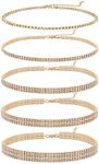 5 Pieces Gold Rhinestone Choker Nec