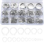 408 Pcs External Retaining Rings, Circlips C-Clips Snap Rings, E-Clips Circlips Assortment Kit, 18 Sizes Stainless Steel Internal Retaining Rings for Grooved Shafts Studs Other Moving Parts