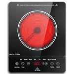 Noxton Portable Electric Stove, 1800W Electric Cooktop Single Burner Countertop with Child Safety Lock, Timer, Residual Heat Indicator, 110V Ceramic Infrared Hot Plate