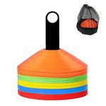 Disc Cones (Set of 50) Training Cone, Football Cone with Carrying Bag and Holder, Made PE Parts, not Easily Deformed, 7.5"/19cm Diameter and 1.8"/4.5cm Height (Colourful)