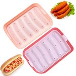 2pcs Silicone Sausage Mold,Silicone Hot Dog Molds,Hot Dog Mold,DIY Sausage Mould,Sausage Making Mold,for Kitchen Baking and Grilling,Homemade Sausages