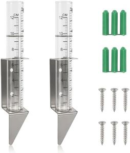 NQEUEPN 2pcs Rain Gauges Outdoor, 5 Inch Capacity Glass Rain Gauge with 2 in 1 Stainless Steel Holder Rain Gauge Stake for Garden Yard Lawns Accurate Rain Measurement