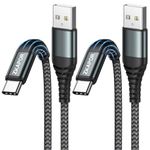 ZKAPOR USB C Cable [2Pack 1M], USB C Charger Cable Nylon Braided Type C Fast Charging Cable Compatible for iPhone 15/15 Pro Max Samsung Galaxy S23/S22,Note 10, Huawei P40/P30, Google Pixel-Grey