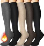 5 Pairs Warm Knee High Socks for Women-Thermal Cotton Socks for Hiking,Work,Winter,Gifts