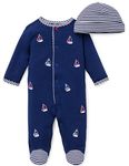 Little Me Baby-Boys Newborn Sailboats Footie and Hat, Navy, 6 Months