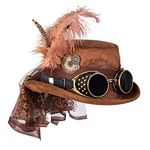 Boland 10235880 54562 Specspunk Deluxe Hat with Glasses, Brown, Steampunk, Headwear, Theme Party, Carnival