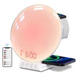 MOMILLA Sunrise Alarm Clock with Wireless Charging, Alexa & App Controlled Smart Alarm Clock, Wake up Light for Heavy Sleepers Kids, Sunset Lamp Reveil Matin for Bedrooms w/ 11 Light Effects 15 Sounds