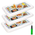 Inflatable Serving Bars with Drain Plug (3 Sets), Inflatable Cooler Ice Buffet Salad Serving Trays for Indoor Outdoor Summer Beach Luau Party, Picnic, and Pool Party