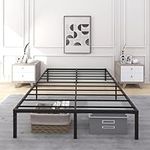 14 inch Heavy Duty Steel Slat Anti-Slip Support Easy Assembly Mattress Foundation Bed Frame Maximum Storage Noise Free, Black, Metal (Queen (U.S. Standard))