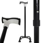 MCP Nimbus Aluminium Quadripod Walking Stick with Soft Handle, Power Grip | Height Adjustable Four Leg Walking Stick for Old People,Men, Women, Senior Citizens & Patients, Trekking