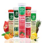 Mushleaf Apple Cider Vinegar 100 Effervescent Tablet with mother for weight management Combo Pack of 5 With 5 Flavour- ACV Tablets Digestive Ease, Multivitamin B6 & B12, 100% Vegan Easy to consume