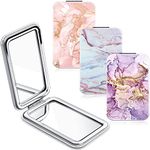 3 Pieces Compact Magnifying Portable Travel Pocket Mirror Small Makeup Cosmetic Mirror for Christmas Women Girls Gift Graduation Birthday Party Gift Double Sided 1X/ 2X with Magnification Marble Style