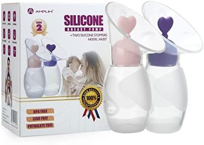 Amplim 2-Pack Manual Breast Pump for Breastfeeding | Food Grade Silicone Milk Collector with 2 Leak-Proof Stoppers | Enhance Milk Production | BPA Free FSA HSA Eligible – 4oz Blue