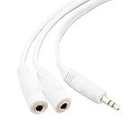 3.5mm Headphone Y Splitter | 1 Male to 2 Female Audio Jacks | Allows 2 People to Listen to 1 Sound Source | Ideal for All Media Players and Audio Devices with a 3.5 mm Port (White) - by Mobi Lock