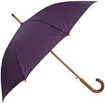 Mountain Warehouse Classic Umbrella - Plain – Extra Protection Patio Brolly, Stylish Sun Umbrella, Lightweight, Curved Wooden Handle Garden Umbrella –For Picnics Berry