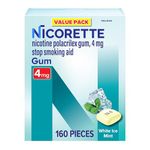 Nicorette Nicotine Gum to Stop Smoking, 4mg, White Ice Mint, 160 count