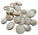 REENA Fancy White Golden Round Set of 12 (6+6) Synthetic Resin PVC Material Button Designer Buttons for Coats Shirts Blazers. White Gold