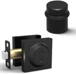 MEGA HANDLES Glamor Collection - Reversible Deadbolt + Door Stopper 1.5IN (Matte Black)