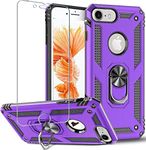 Folmeikat iPhone 8 Case, iPhone 7 Case,iPhone 6s/ 6 Case Screen Protector 360 Degree Rotating Metal Ring Slim Shock Absorption Reinforced Corner Soft TPU Silicone Case 4.7" (Purple)