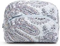 Vera Bradley Women's Cotton Large Cosmetic Makeup Organizer Bag, Soft Sky Paisley, One Size