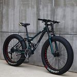 Mens Mountain Bike 26 Inch Full Suspension Mountain Bikes Bicycle, Soft Tail Dual Suspension Fat Tire Bike Double Disc Brake, Beach Snow All Terrain MTB,Cyan,26" 30 Speed