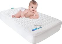 Biloban Waterproof Crib Mattress Protector, Crib Mattress Protector Waterproof (52"x 28"), Quilted Crib Mattress Pad Cover, Soft and Breathable with 9 Inches Deep Skirt, White