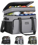 Hulongo 42L Soft Cooler，Insulated Large Cooler Bag for Beach, Car, Outdoor, 60Cans, Grey